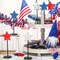 6 Pcs 4th of July Wooden Star Decoration Independence Day Standing Wooden Star Tiered Tray Decor Farmhouse Rustic Patriotic Blocks Memorial Day Tabletop Decor for American Festival Home Decorations